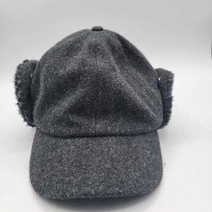 Dry Ice Crown Cap Gray Wool Blend Baseball Hat Cap with Ear Flap